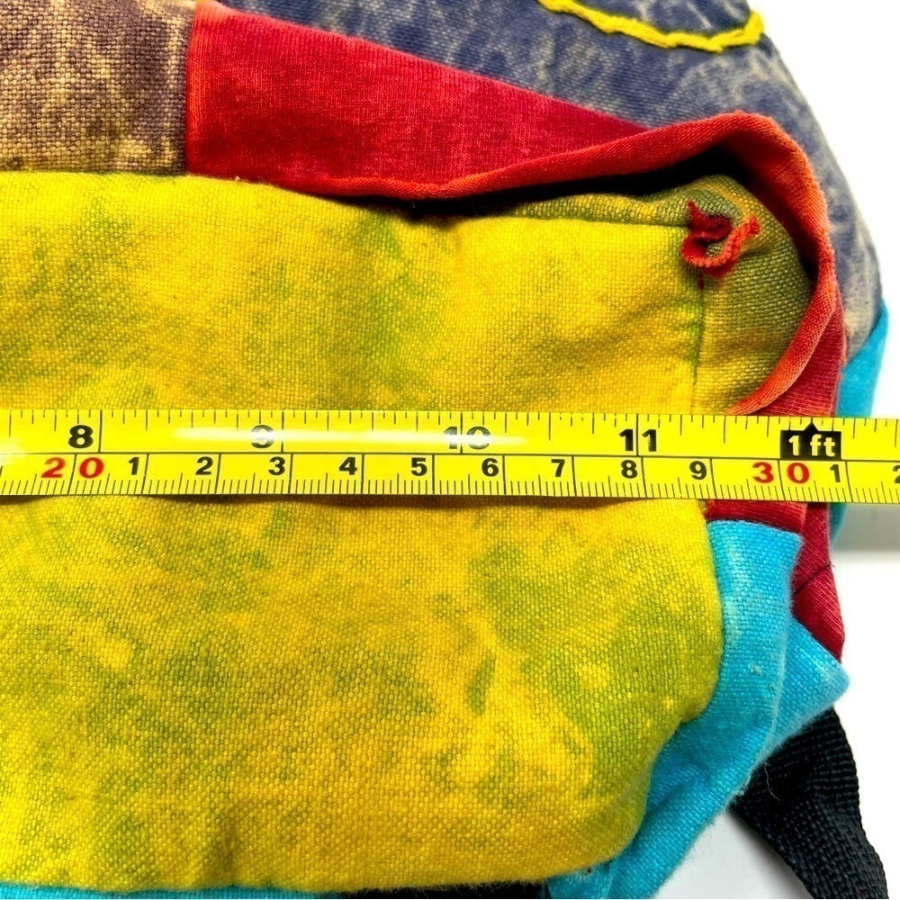 Boho Multicolor Backpack Drawstring & Button Closure Adjustable Straps - Picture 9 of 10